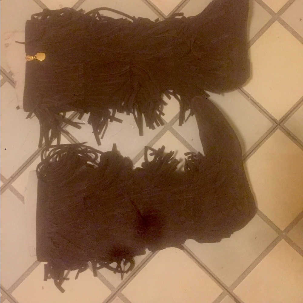 Suede boot brown knee high 4fringe MK